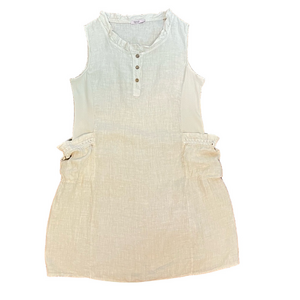 Own It Italy Women’s 100% Linen Natural Cocoon Dress L Lagenlook Artsy Beachy